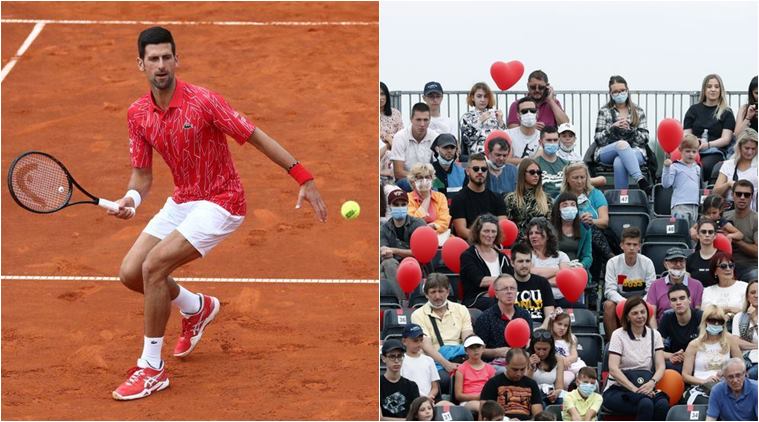 Novak Djokovic defends packed stands at tennis charity tour event