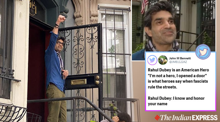 man shelters protesters at home, indian man shelters people from cops. US george floyd protest, washington man shelter protesters home, rahul dubey, viral news, indian express