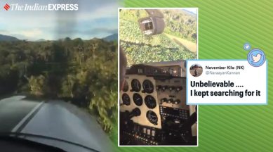 viral video of plane landing in a hole, twitter, twitter reactions, viral video, indian express. indian express news