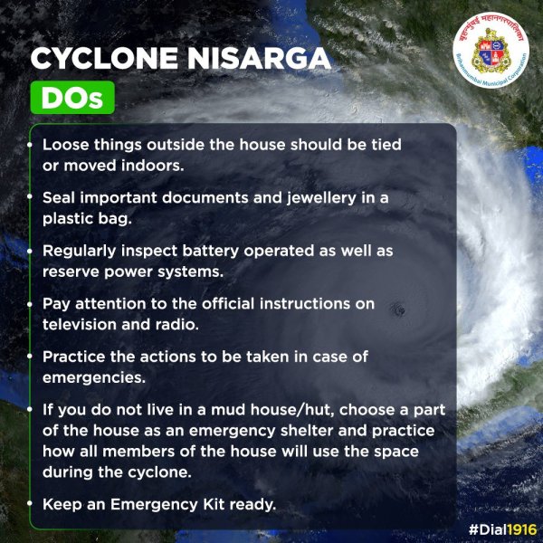 cyclone nisarga, precautions, bmc
