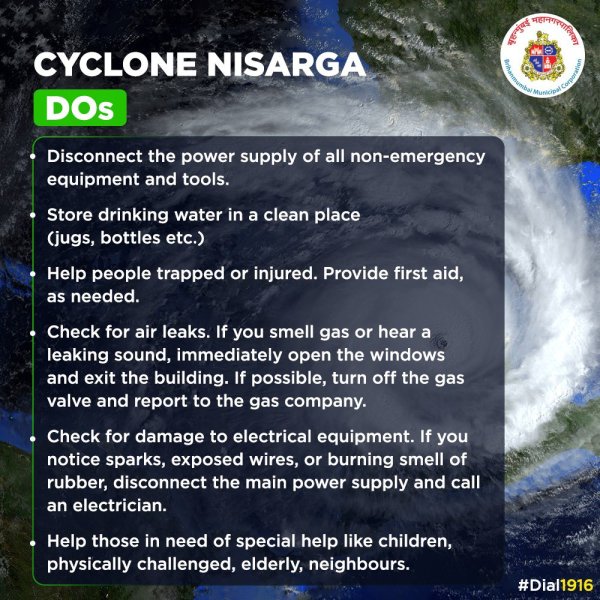 cyclone nisarga, precautions, bmc
