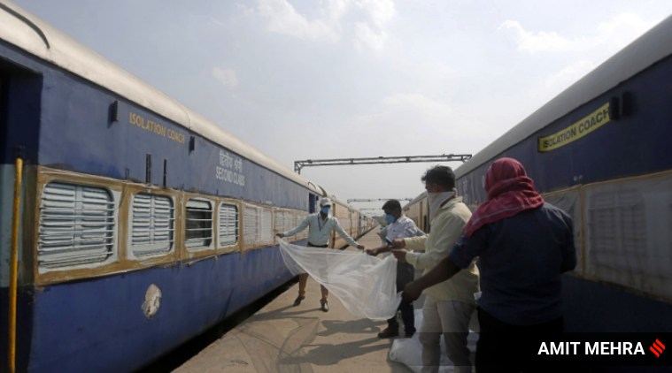 delhi coronavirus, railway coaches, isolation wards in trains, railway isolation coaches, arvind kejriwal, nursing homes covid beds, covid beds delhi, delhi city news, indian express news