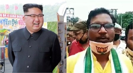 kim jong un, bjp workers burn kim jong effigy, bjp workers confuse kim jong with china president, funny videos, lac ladakh clash, india china ladakh clash, viral video, indian express