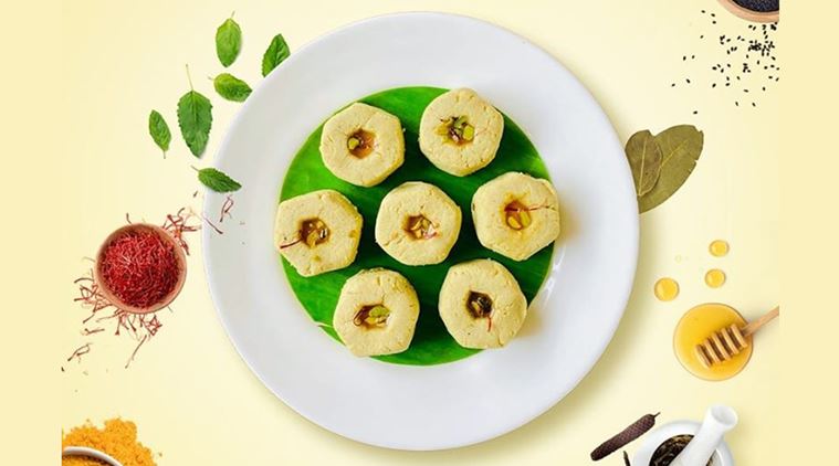 immunity sandesh, kolkata immunity sandesh, Balaram Mullick and Radharaman Mullick, kolkata corona theme misti, kolkata sweets, viral news, bengal coronavirus updates, indian express