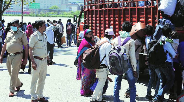 Coronavirus outbreak, Migrant workers, Gurgaon Nagrik Ekta Manch, Gurgaon news, Indian express news