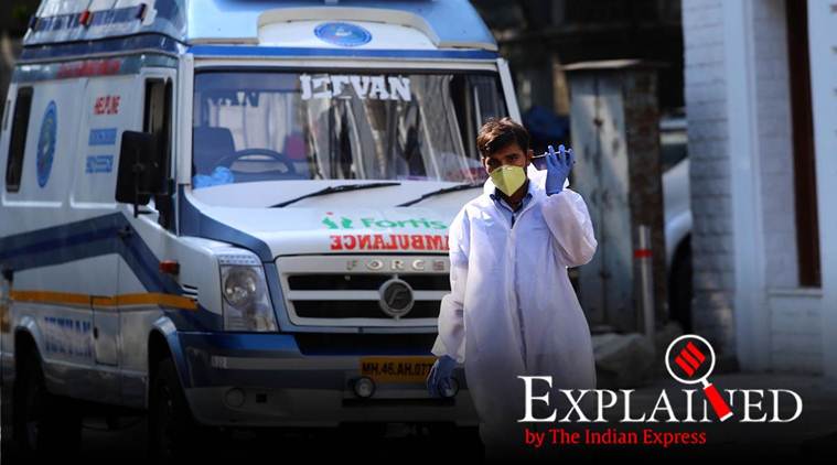 Staff nurses of Jaslok hospital who tested positive for Covid-19 were brought to a quarantine facility in Fort Mumbai on Sunday. 
Express photo by Nirmal Harindran, 19th April 2020, Mumbai.