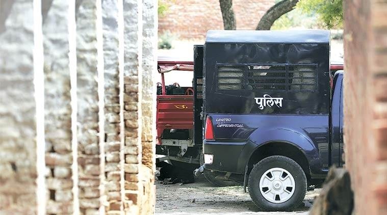 yogi adityanath, up police, up police sub inspector suspended, up sub inspector drives car over vegetables, indian express news