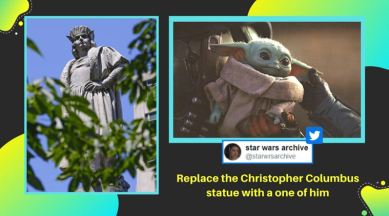 Black Lives Matter, Christopher columbus, George Floyd, Racism, US, Winston Churchill, confederate monuments pulled down, racists monuments vandalised, replace columbus statue meme, viral news, indian express