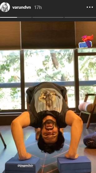 varun dhawan, yoga, wheel pose