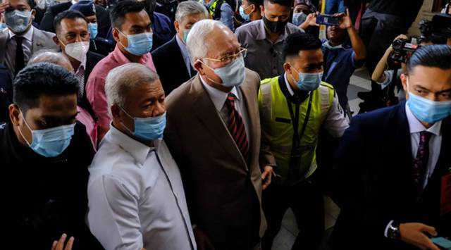Najib Razak at the Kuala Lumpur Courts Complex on July 28.