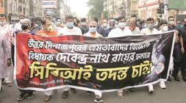 Hemtabad MLA death, gherao police stations, Dilip Ghosh, Rahul Sinha, Kolkata news, Indian express news