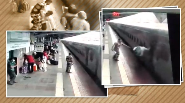 train accidents averted, rpf saves man train, man slips train tracks saved, moving train man falls saved, kalyan railway station, mumbai news, indian express