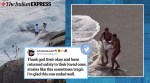 wedding photoshoot gone wrong, couple swept off sea wedding shoot, California beach couple swept off sea, viral news, indian express