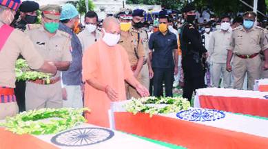 Kanpur encounter, UP CM yogi adityanath, CM give 1 crore compensation, UP news, Indian express