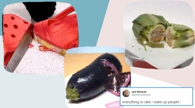 fake cake viral video, twitter memes, Unbelievable cake, trending, indian express, indian express news