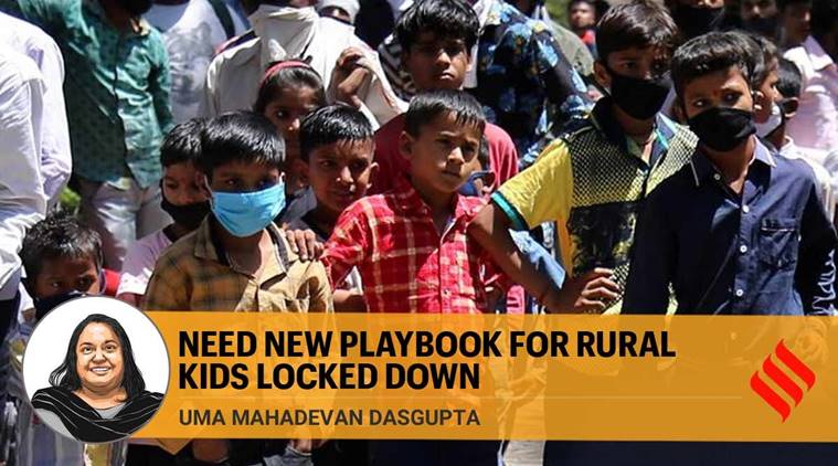coronavirus impact on children, coronavirus impact on rural children, Bhagalpur, Bhagalpur children rice distribution, mid day meal, anganwadi, coronavirus lockdown, India news, Indian Express