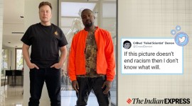 elon musk, kanye west, elon musk kanye grimes photos, elon musk kayne face swap photo, elon musk kayne west orange photos, elon musk kayne memes, viral news, indian express