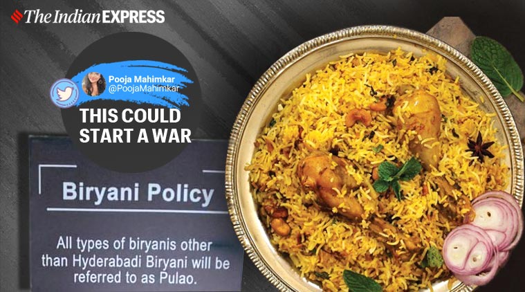 A declaration of war': Restaurant's banner on biryani policy has foodies  locking horns online | Trending News,The Indian Express