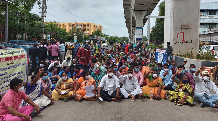 Outsourced employees at Telangana's nodal center for Covid treatment on day-long strike