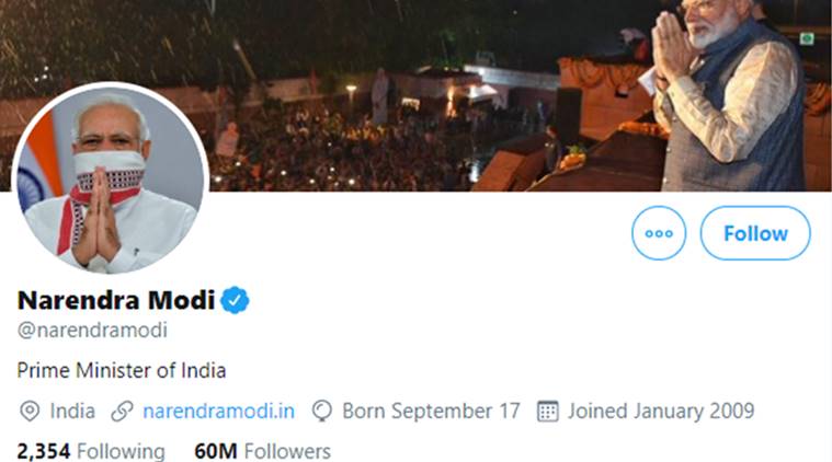 PM Modi, PM Modi Twitter, PM Modi Twitter followers, PM Modi Twitter handle, India news, Indian Express