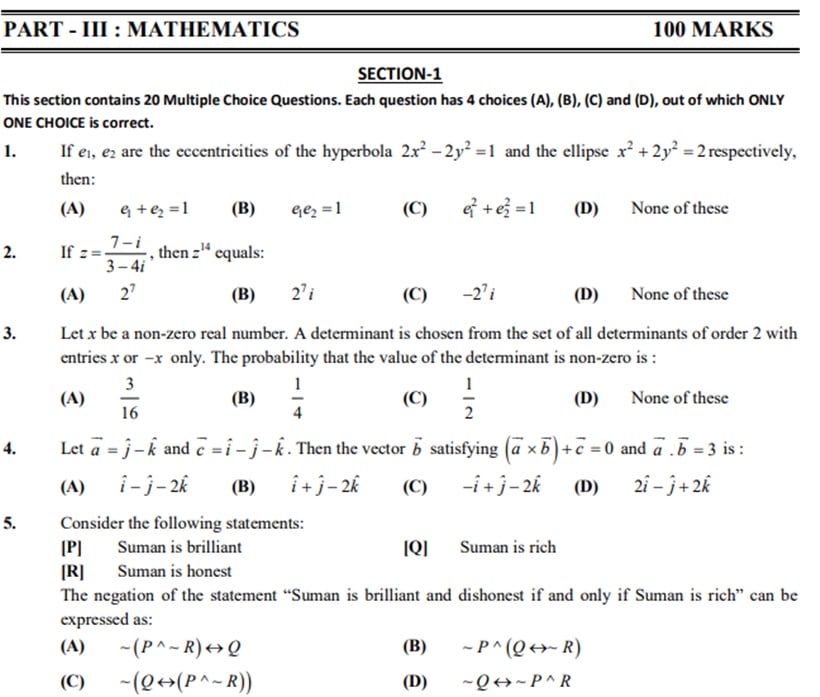 JEE Main 2020 Sample Question Paper | Education Gallery News,The Indian ...