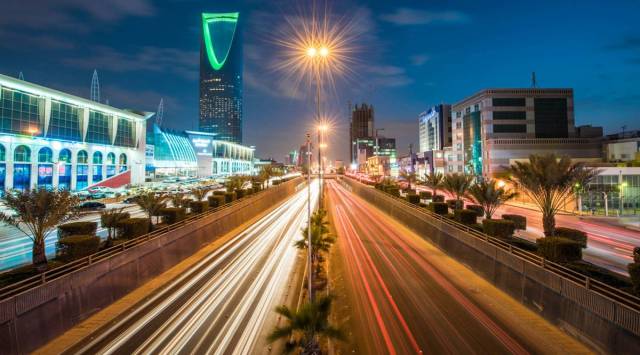 The King Fahd highway, illuminated by the light trails of passing traffic, in Riyadh, Saudi Arabia. Photographer: Waseem Obaidi/Bloomberg