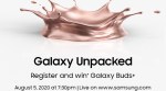 samsung unpacked 2020, galaxy unpacked 2020, galaxy note 20, galaxy fold 2, galaxy buds live, galaxy watch 3, samsung