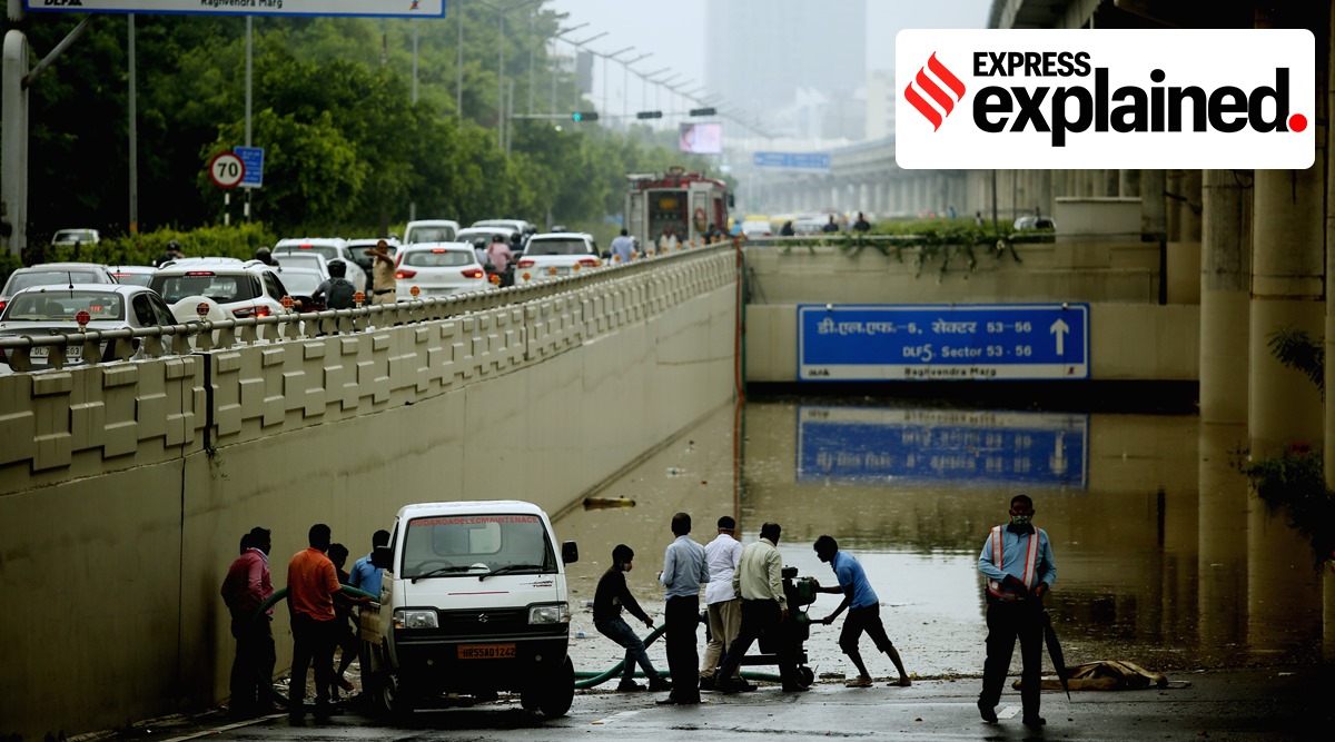 Gurgaon, Gurgaon news, Gurgaon waterlogging, Gurgaon floods, Gurgaon rains, Gurgaon weather forecast, Indian Express