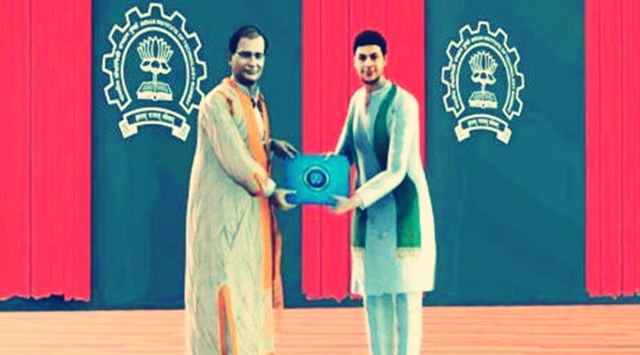 Over 2000 students participated from the safety of their homes and saw their e avatars walk up the dais and receiving degrees from virtual avatars of presenters. Image source: iitb.ac.in