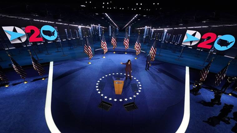 Kamala Harris, Kamala Harris speech, US elections 2020, Donald Trump, Joe Biden, Barack Obama, world news, Indian express