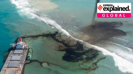 Mauritius oil spill, Mauritius oil spill cause, Mauritius oil spill clean up, Mauritius news, Mauritius national emergency, Indian Express