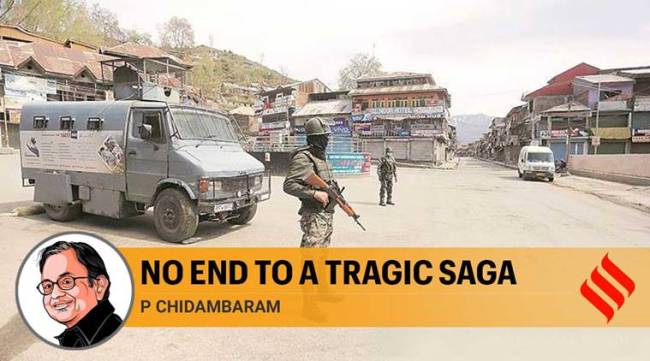 J&K august 5 anniversary, jammu and kashmir, kashmir lockdown, kashmir article 370 strike down, kashmir internet shutdown, kashmir terrorism, kashmir militancy, p chidambaram, indian express news