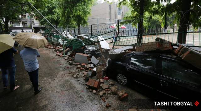 Video: Wall collapse damages parked cars in Saket after heavy rains lash Delhi-NCR
