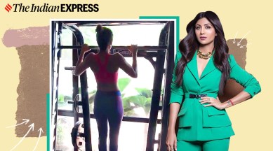 shilpa shetty fitness, fitness goals, pull ups, assisted pull ups, what are assisted band pull ups, back strength, back muscles, indianexpress.com, indianexpress,
