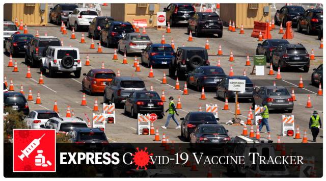 People wait in line for coronavirus testing at Dodger Stadium in Los Angeles. (AP Photo: Mark J. Terrill)