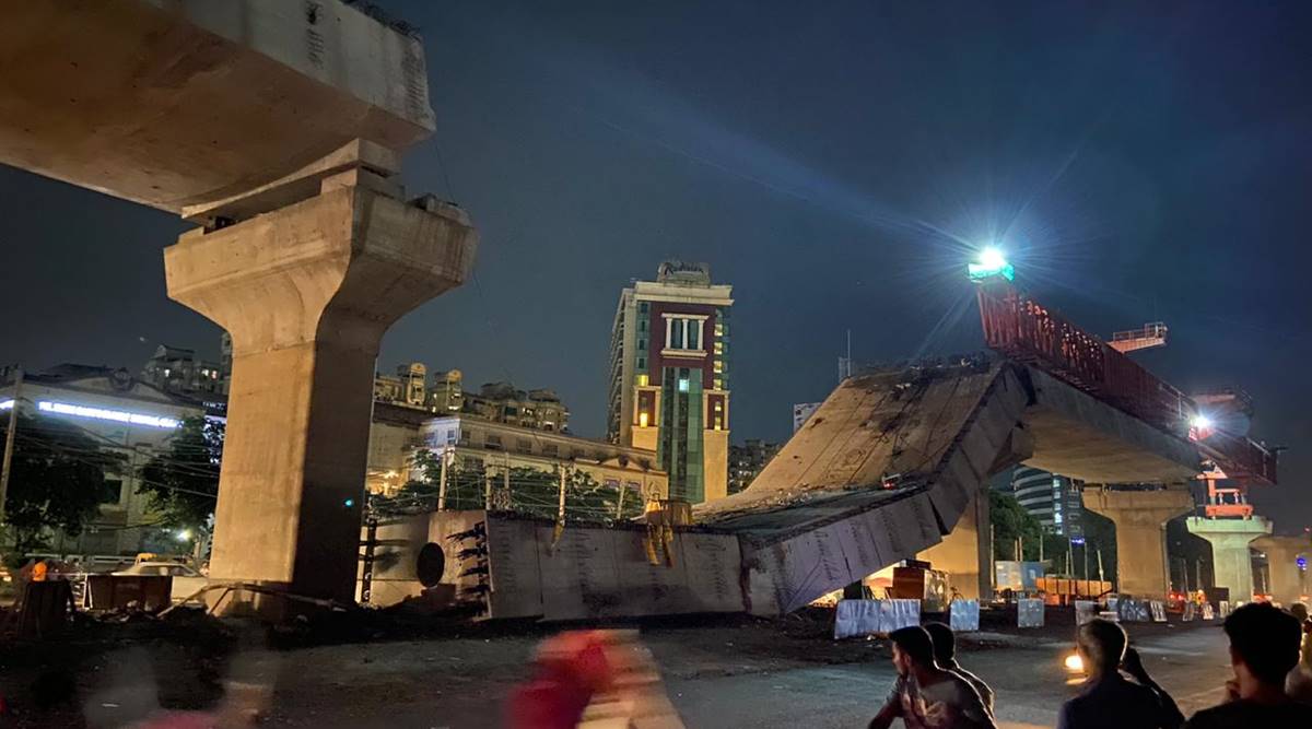 Gurgaon flyover collapse, flyover collapse sohna road Gurgaon, gurgaon flyover collapse probe, Gurgaon rains, Delhi news, city news, Indian Express