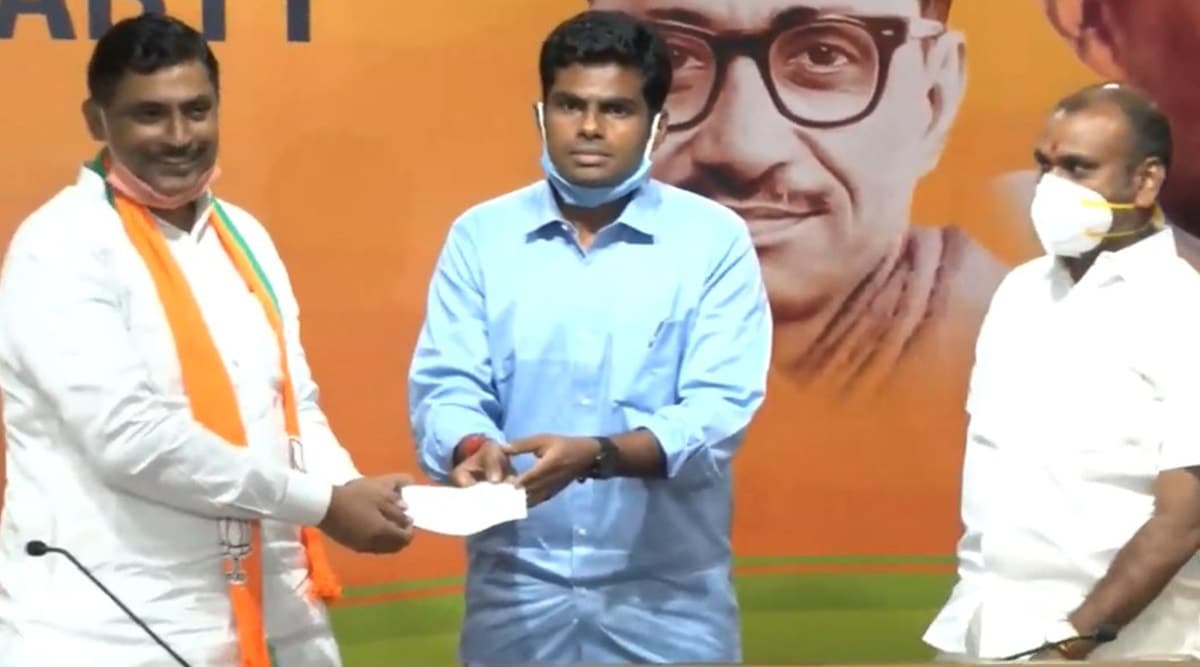 Annamalai Kuppusamy, Annamalai Kuppusamy joins BJP, Singham Annamalai, Singham Annamalai joins BJP, Tamil Nadu politics, Indian Express