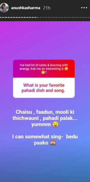 anushka sharma, pahadi dish