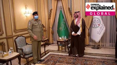 Qamar Javed Bajwa, Qamar Javed Bajwa in Saudi Arabia, Bajwa denied meeting with MBS, Pakistan Saudi Arabia ties, Saudi Arabia on Kashmir, OIC on Kashmir, india Saudi Arabia ties, express explained, indian express