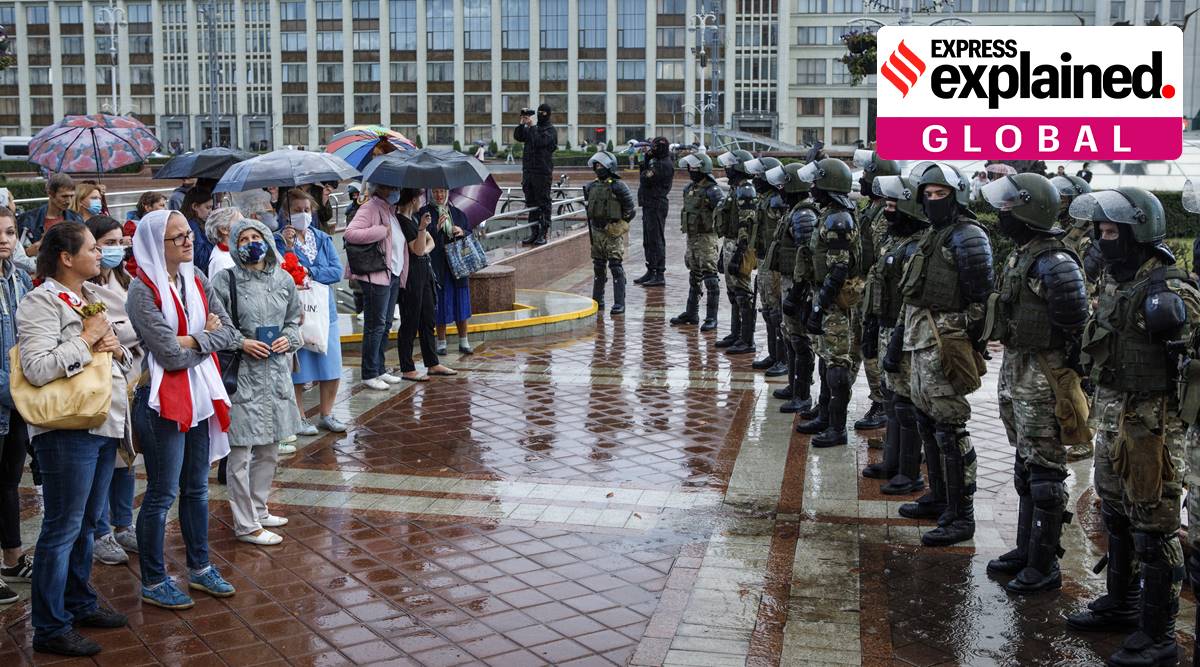 Belarus protests, journalists detained belarus, why protests in belarus, Belarus election, Alexander Lukashenko, Svetlana Tikhanovskaya, Belarus journalist attack, indian express, express explained