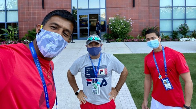 Rohan Bopanna with his coach Scott Davidoff and physio Gaurang Shukla in New York, where he will play at the ATP Masters this week. (Source: Rohan Bopanna/Instagram)