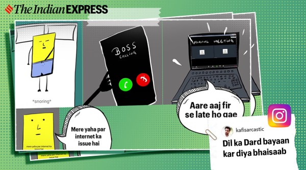 work from home, work from home problem, whf life, covid 19 work from home, work from home life funny video, spoof video wfh, funny videos, indian express