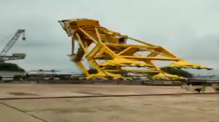 visakhapatnam shipyard, visakhapatnam shipyard crane, visakhapatnam shipyard crane accident, hindustan shipyard accident, hindustan shipyard accident today, hindustan shipyard accident news,hindustan shipyard crane accident, hindustan shipyard crane collapse, hindustan shipyard crane collapse today, vizag hindustan shipyard crane collapse