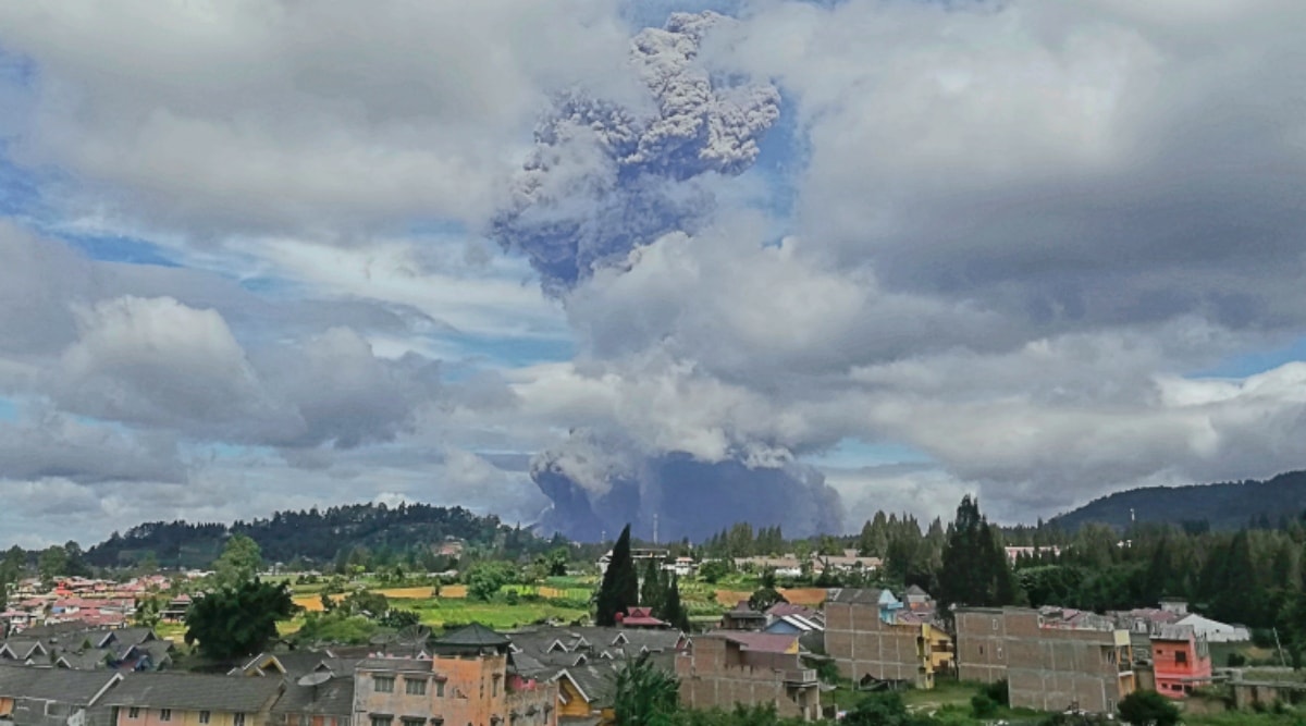 indonesia volcano, Mount Sinabung, Volcano, Indonesia, Volcanic eruption, indonesia news, indian express