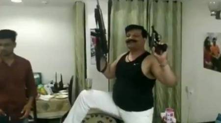 Pranav Champion seen brandishing guns in a viral video. (ANI)