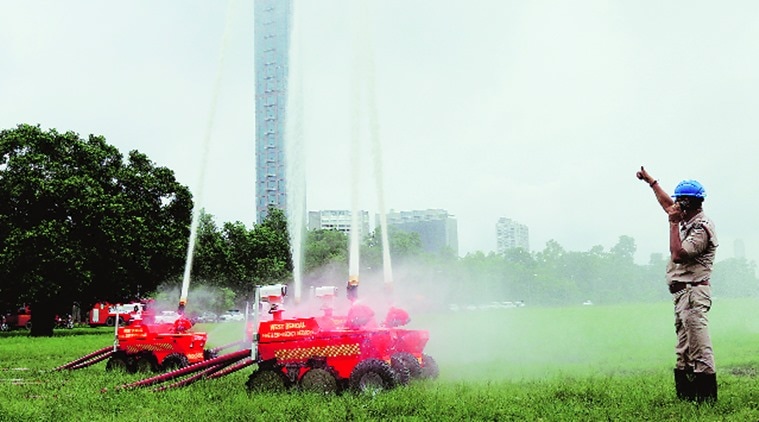 Sujit Bose, west bengal fire dept, west bengal robotic firefighting equipment, west bengal robotic firefighting equipment test, indian express news