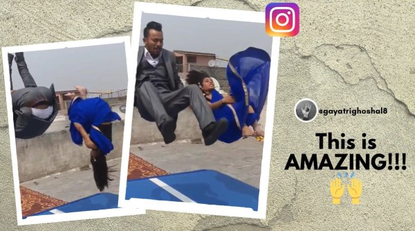 woman somersault saree, girl gymnastics saree, front flip in saree, viral video, woman front flip entry wedding, viral news, indian express