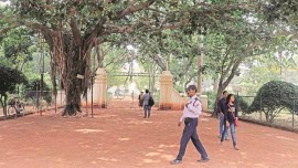 Visva-Bharati University, vbu, Poush Mela ground, vbu wall, vbu authorities call poush mela ground prostitution site, vbu vc, indian express news