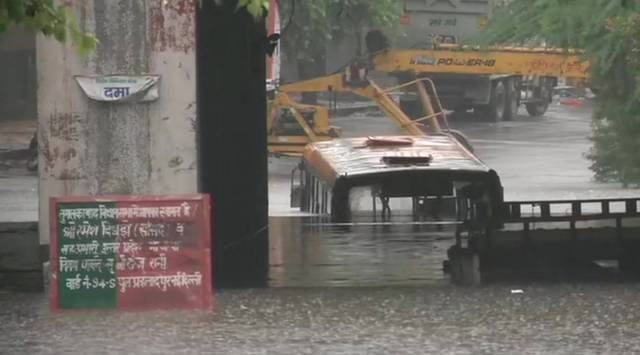 Heavy waterlogging at an underpass in New Delhi. (ANI)
