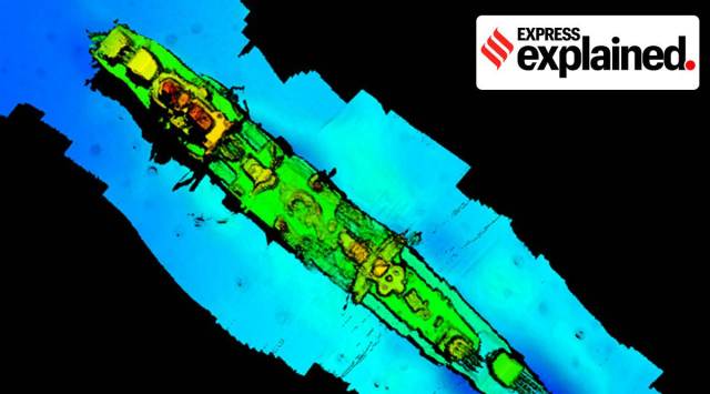 A sonar scan of sunken German WWII warship cruiser "Karlsruhe" that had been observed 13 nautical miles from Kristiansand in Norway, according to Statnett, is seen in this undated handout obtained by Reuters. 